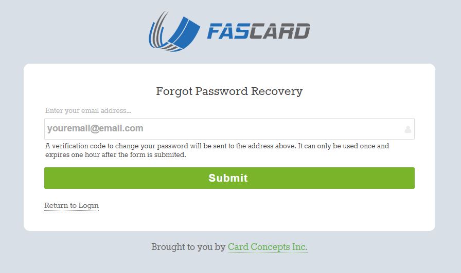 FasCard User Password Recovery Page